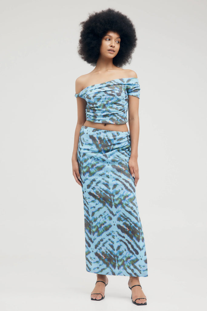 Third Form Electric Tucked Maxi Skirt (Tie Dye)