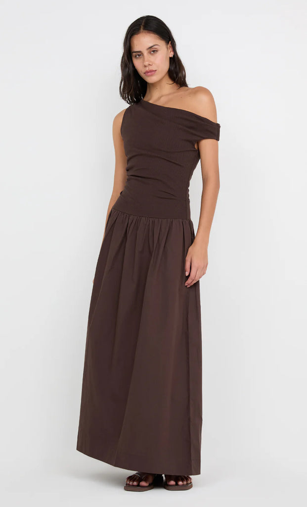 Freya Asym Maxi Dress (Dark Chocolate)