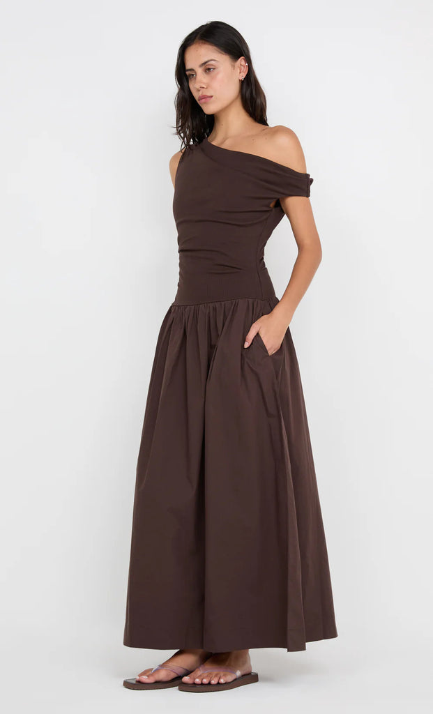 Freya Asym Maxi Dress (Dark Chocolate)