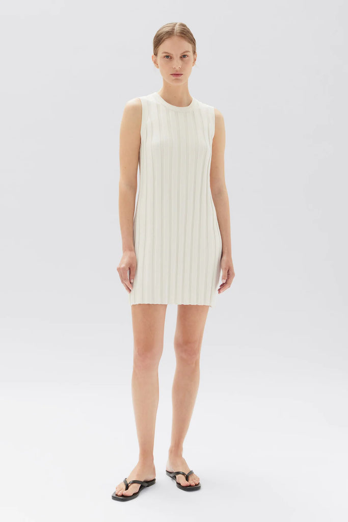 Assembly Label Alana Knit Rib Mini Dress (Antique White)