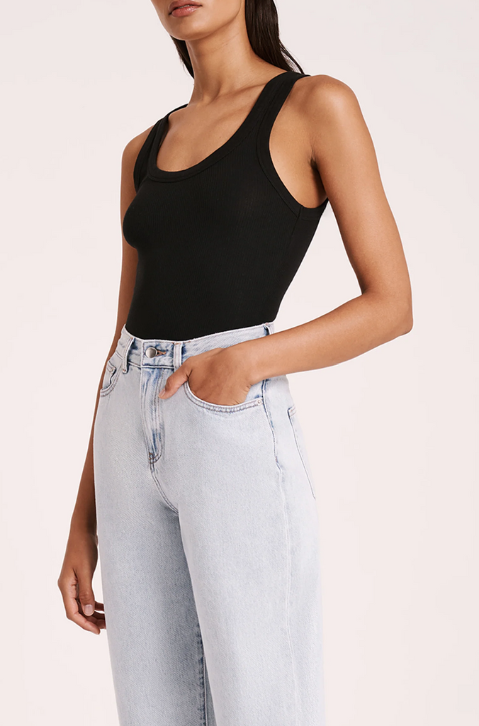 Organic Rib Singlet (Black)