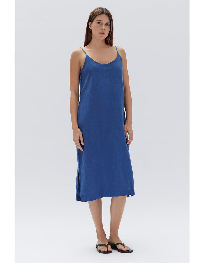 Assembly Label Linen Slip Dress (Royal Blue)