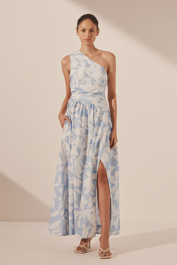 Shona Joy Mamounia Asymmetrical Gathered Maxi Dress