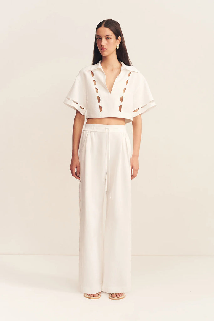 Birdie Scallop Pant (Ivory)