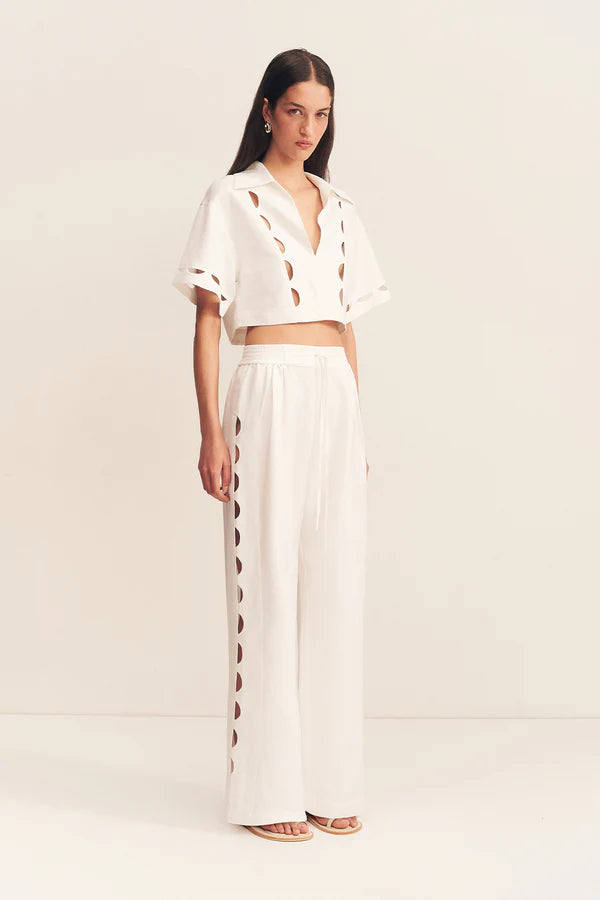Birdie Scallop Pant (Ivory)