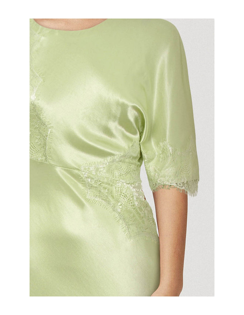 SUBOO Nicky Asymmetric Sleeve Maxi Dress (Celery Green)
