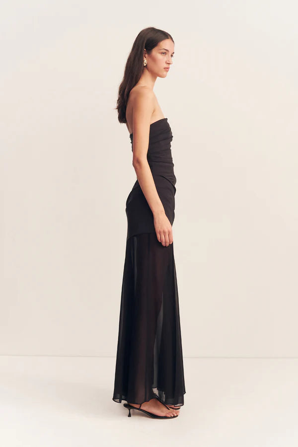 Blainey Strapless Draped Maxi Dress (Black)