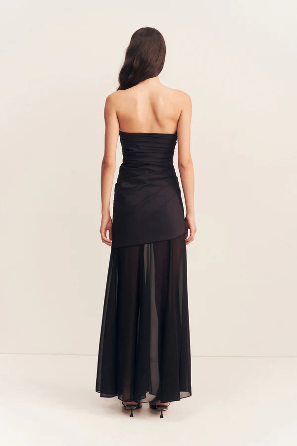 Blainey Strapless Draped Maxi Dress (Black)