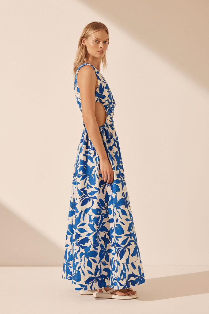 Shona Joy Bleue Asymmetrical Maxi Dress
