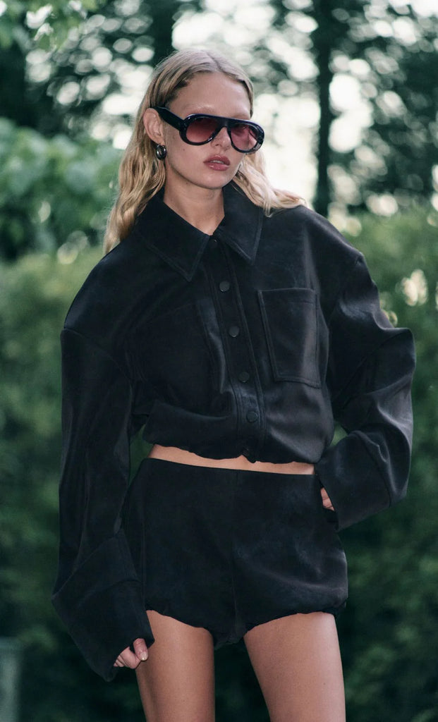 Alaric Cropped Bomber (Espresso)