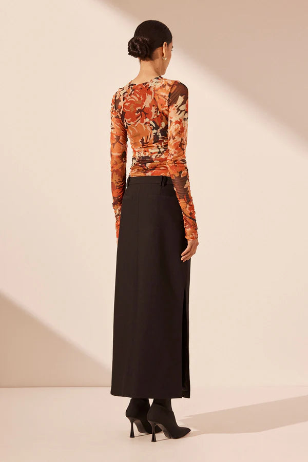 Shona Joy Rubi Long Sleeve Round Neck Rouched Top