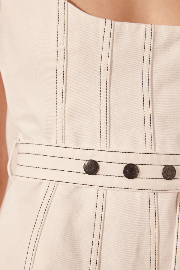 Shona Joy Hana Belted Mini Dress (Ivory Denim)