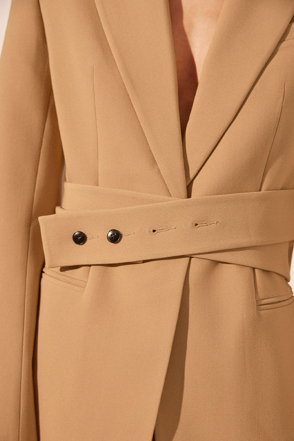 Shona Joy Irena Hourglass Single Breasted Blazer with Belt (Wheat)
