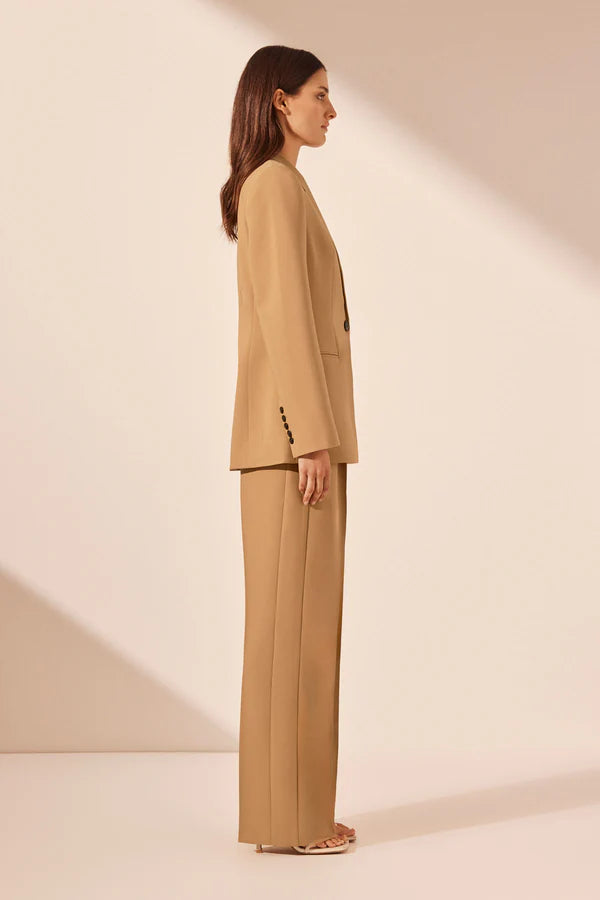 Shona Joy Irena Hourglass Single Breasted Blazer with Belt (Wheat)