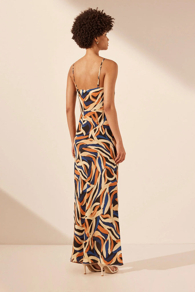 Shona Joy Palma Silk Plunged Slip Maxi Dress