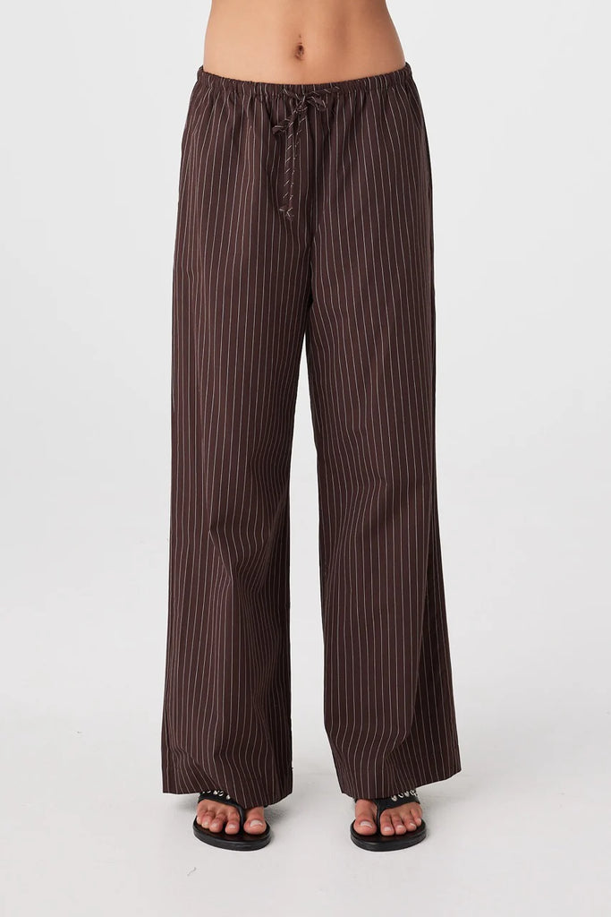 Rae Cotton Pants (Espresso Stripe)