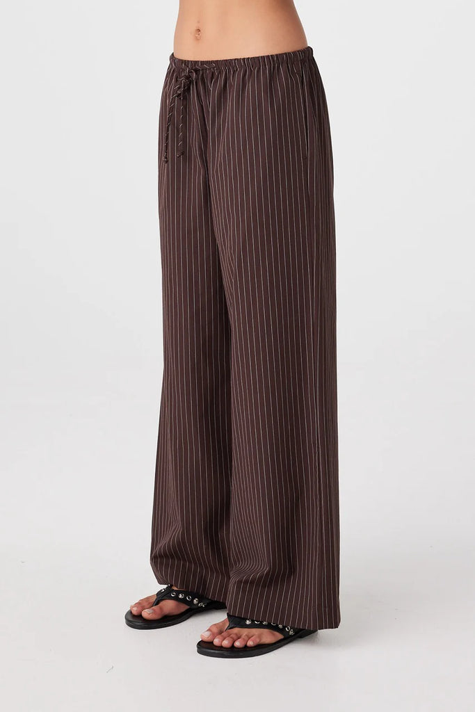 Rae Cotton Pants (Espresso Stripe)