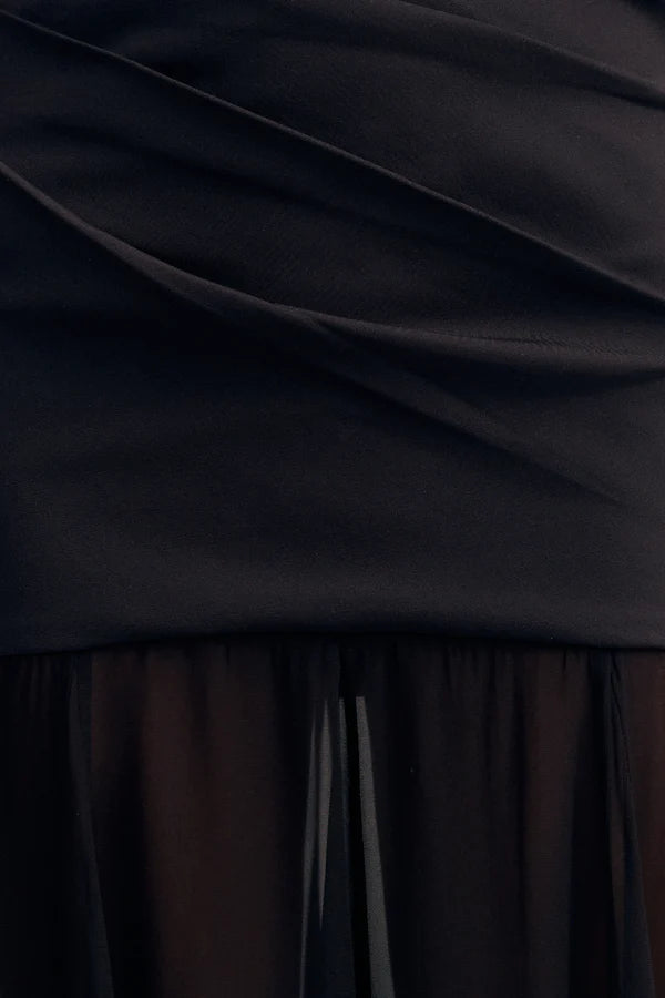 Blainey Strapless Draped Maxi Dress (Black)