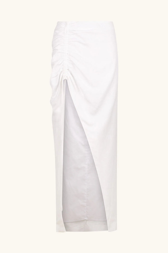 Shona Joy Blanc Ruched Drawstring Midi Skirt