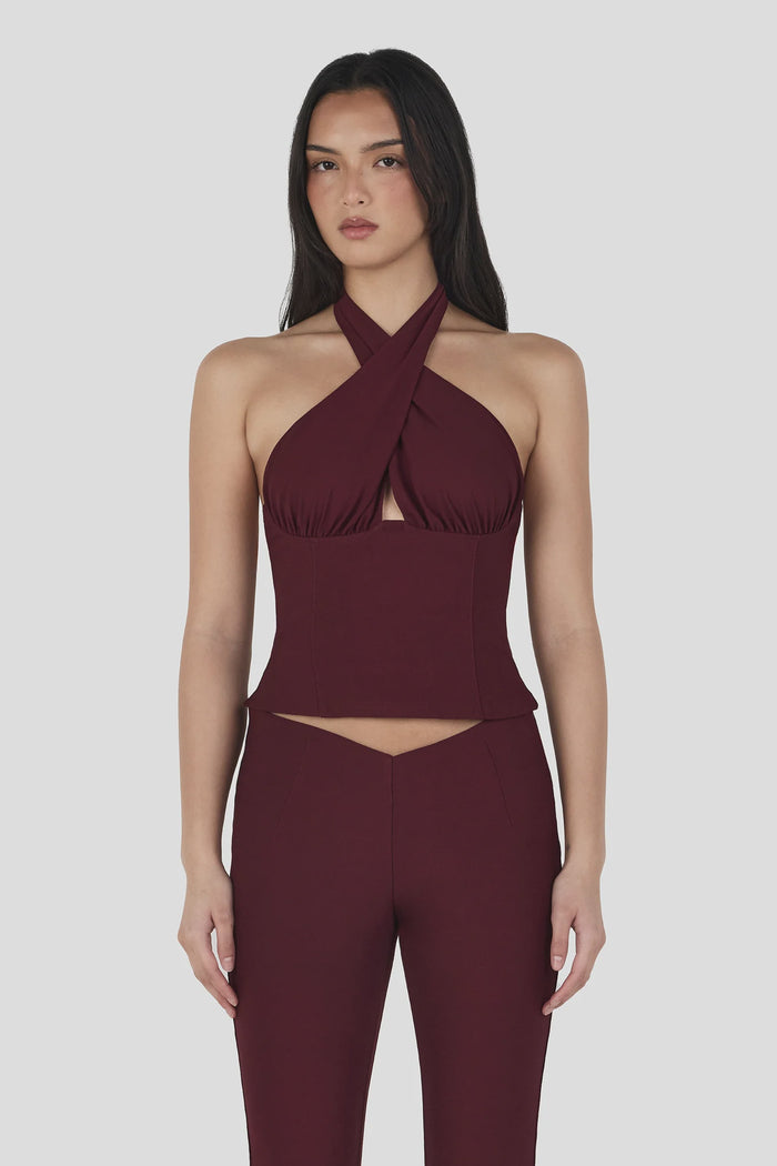 Chelsea Halter Top (Burgundy)