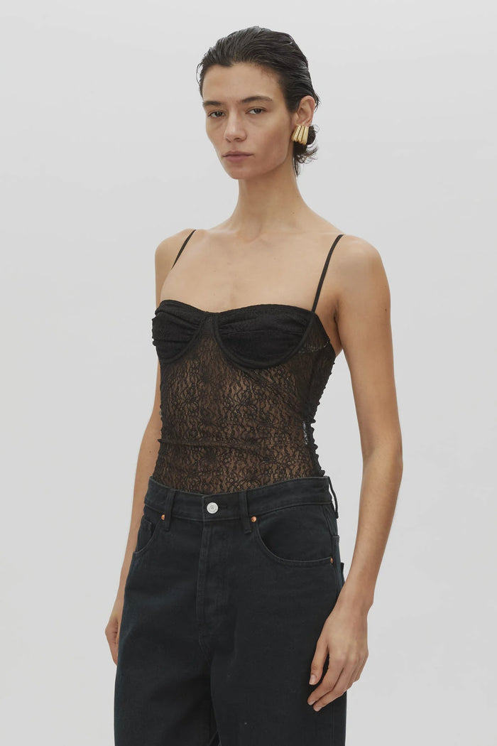 Aperture Lace Bodysuit (Black)