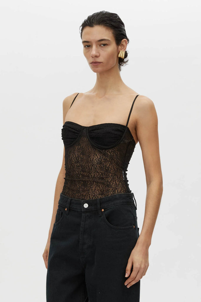 Aperture Lace Bodysuit (Black)