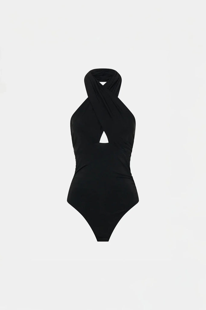 Atley Halter Bodysuit (Black)