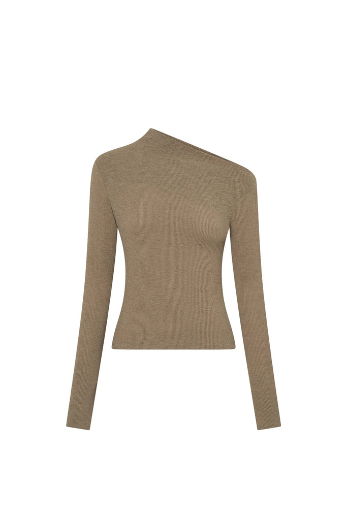 Cali Textured Long Sleeve Top (Khaki)