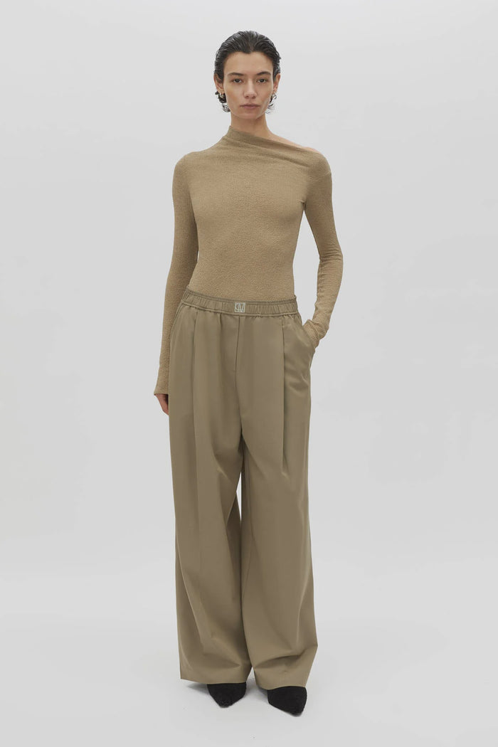 Cali Textured Long Sleeve Top (Khaki)