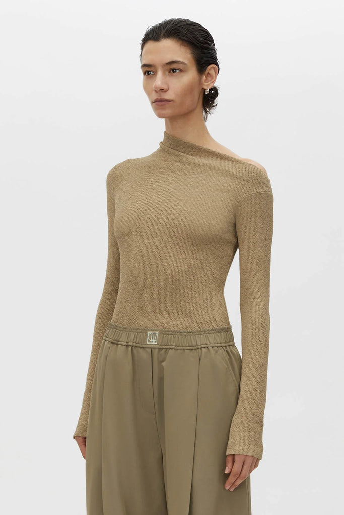 Cali Textured Long Sleeve Top (Khaki)