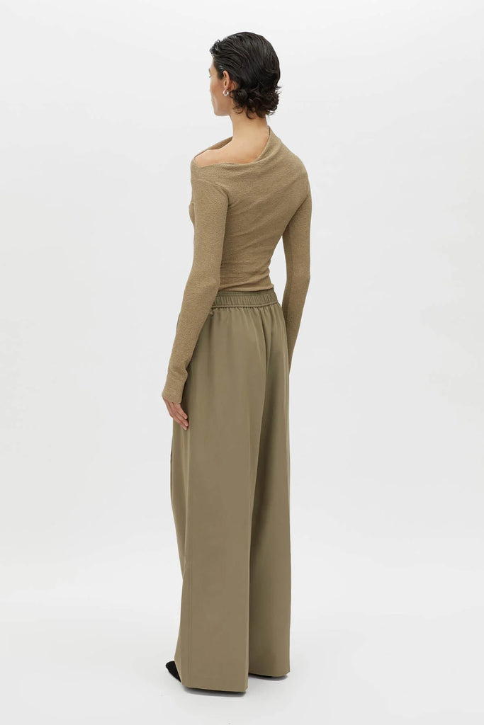 Cali Textured Long Sleeve Top (Khaki)