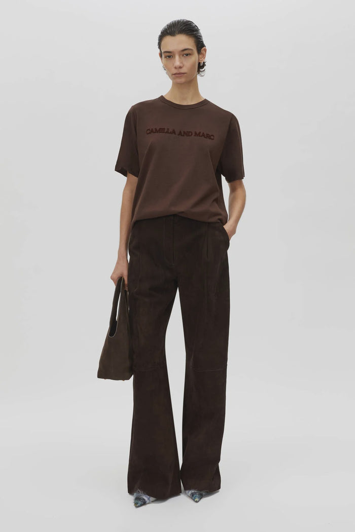 Tia Flocking Logo Tee (Bitter Chocolate)