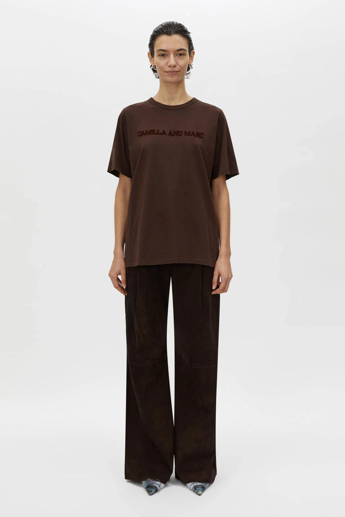 Tia Flocking Logo Tee (Bitter Chocolate)