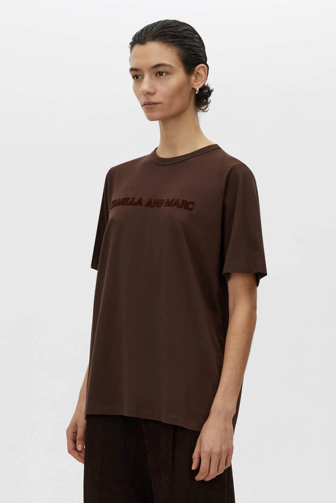 Tia Flocking Logo Tee (Bitter Chocolate)