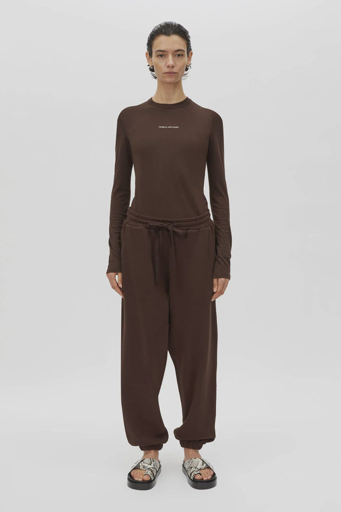 Tia Logo Track Pant (Bitter Chocolate)