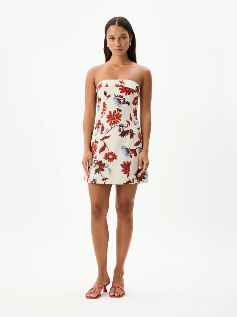 ROAME. Alba Mini Dress (Cactus Bloom Sand)