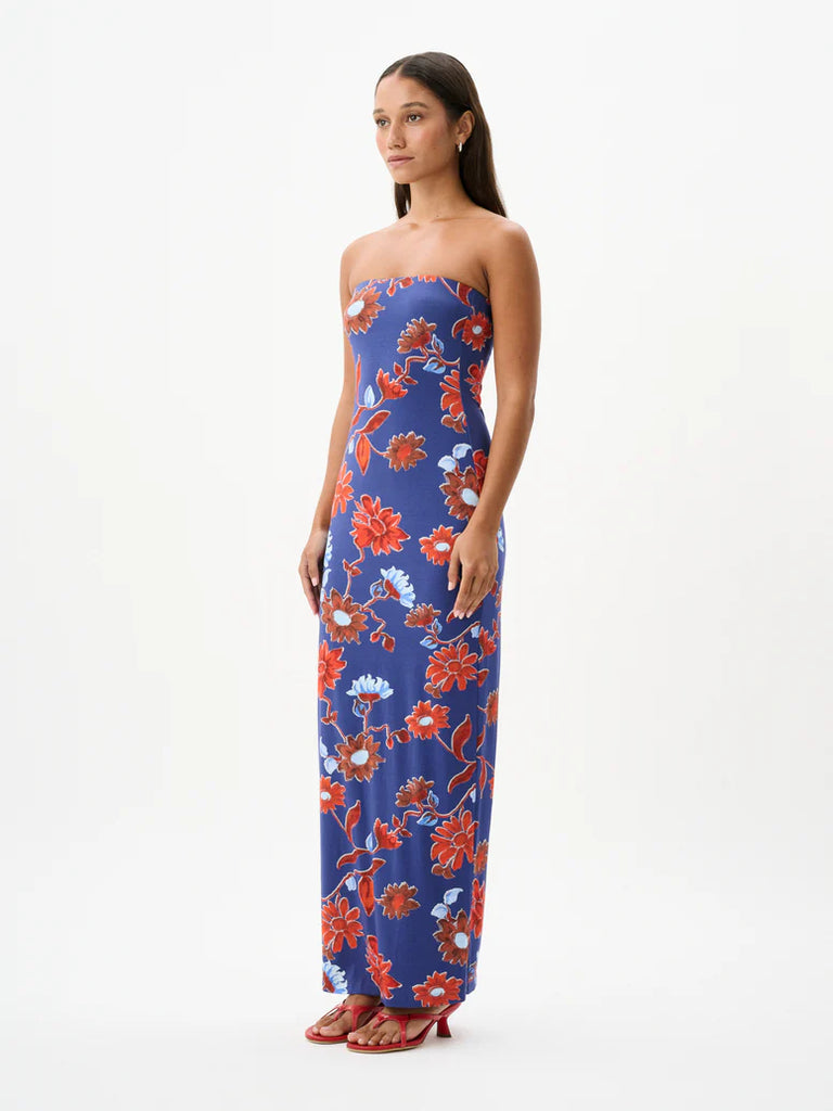 ROAME. Riva Maxi Dress (Cactus Bloom Indigo)