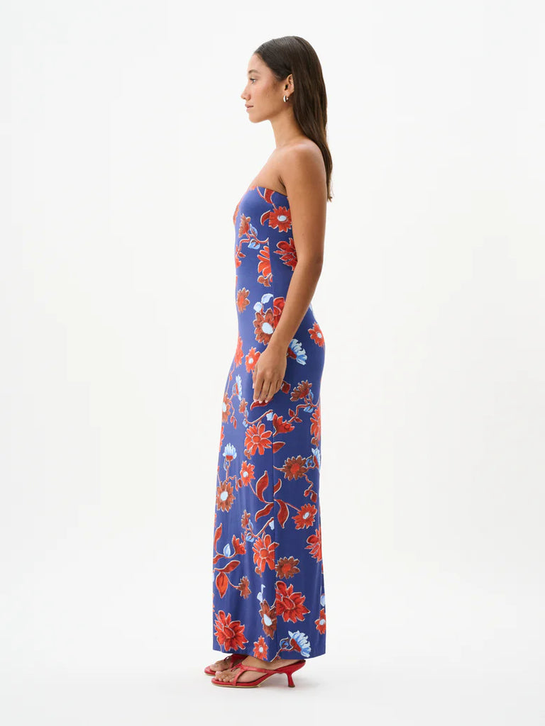 ROAME. Riva Maxi Dress (Cactus Bloom Indigo)