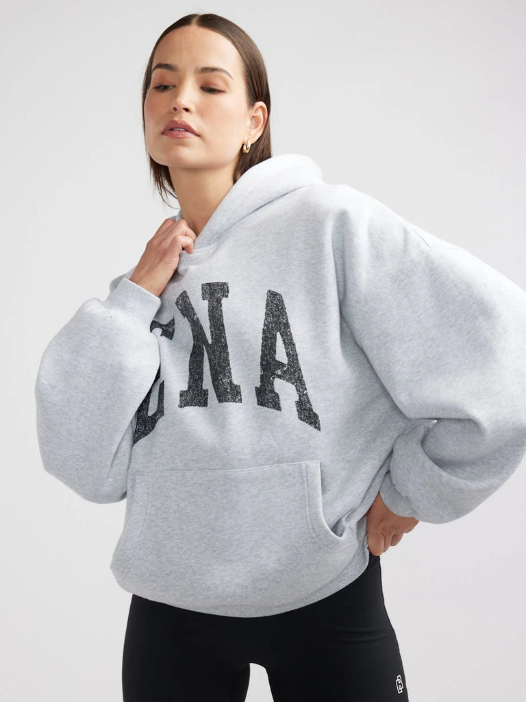 Collegiate Oversized Hoodie (Mid Grey Marle)