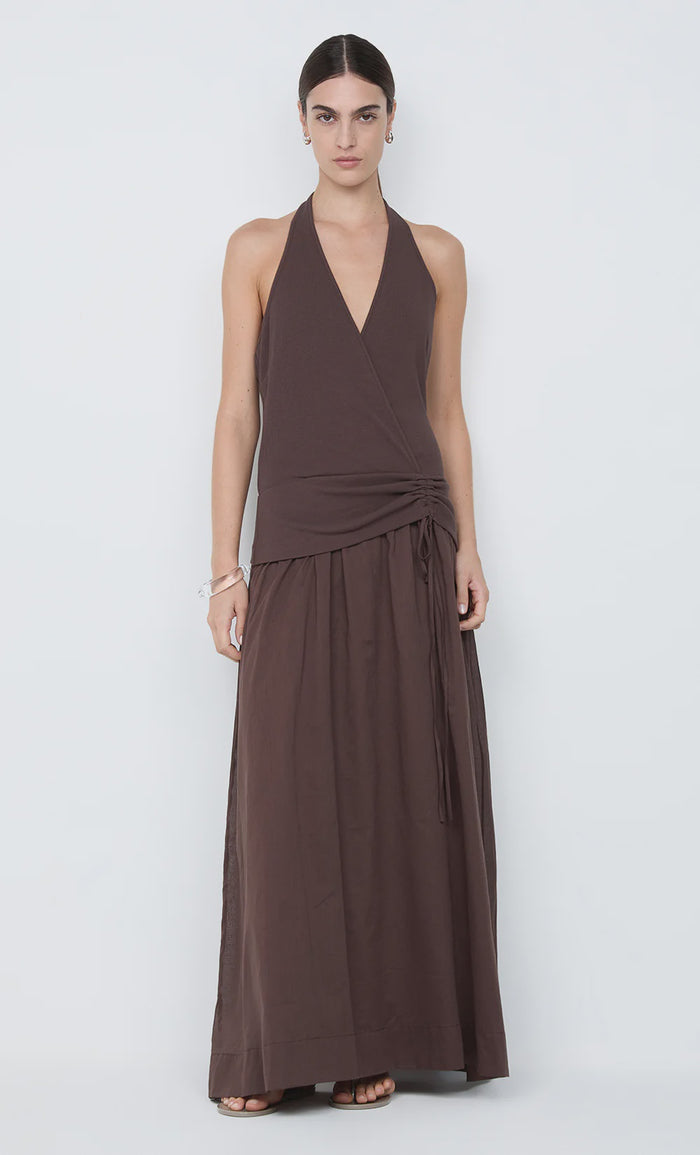 Sabrine Halter Maxi Dress (Dark Chocolate)