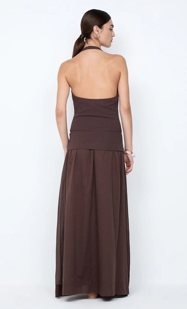 Sabrine Halter Maxi Dress (Dark Chocolate)