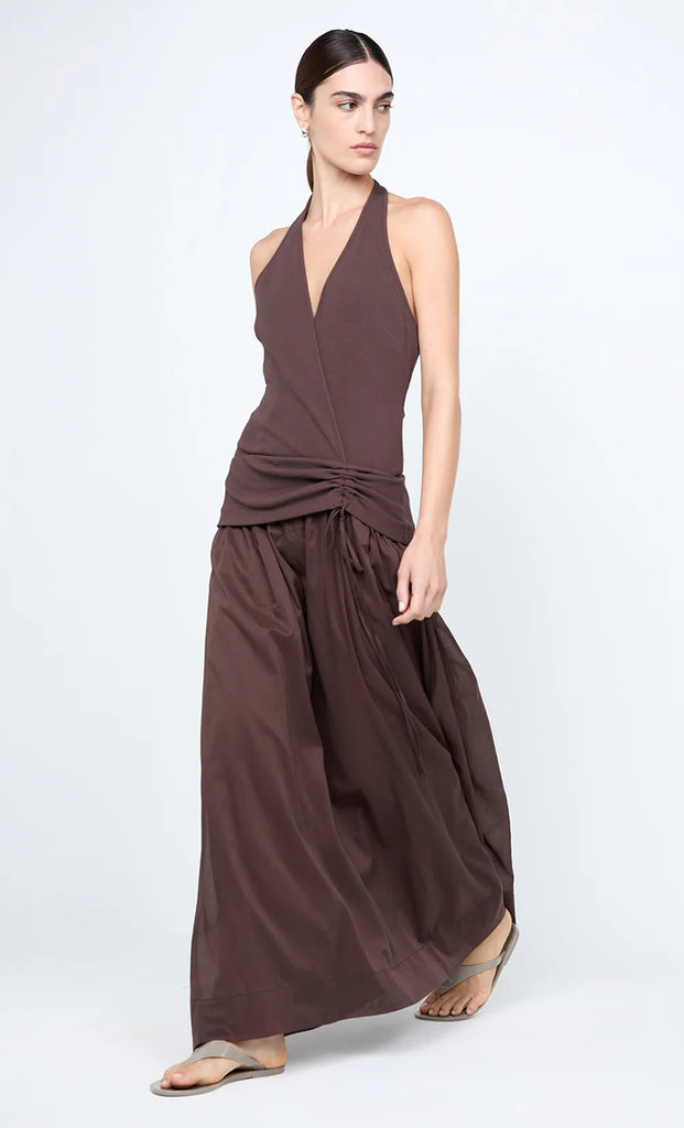 Sabrine Halter Maxi Dress (Dark Chocolate)