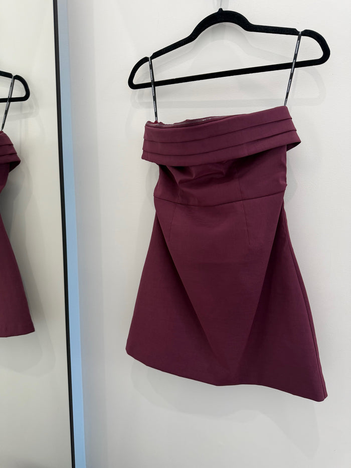 Martina Taffeta Mini Dress (Dark Red)