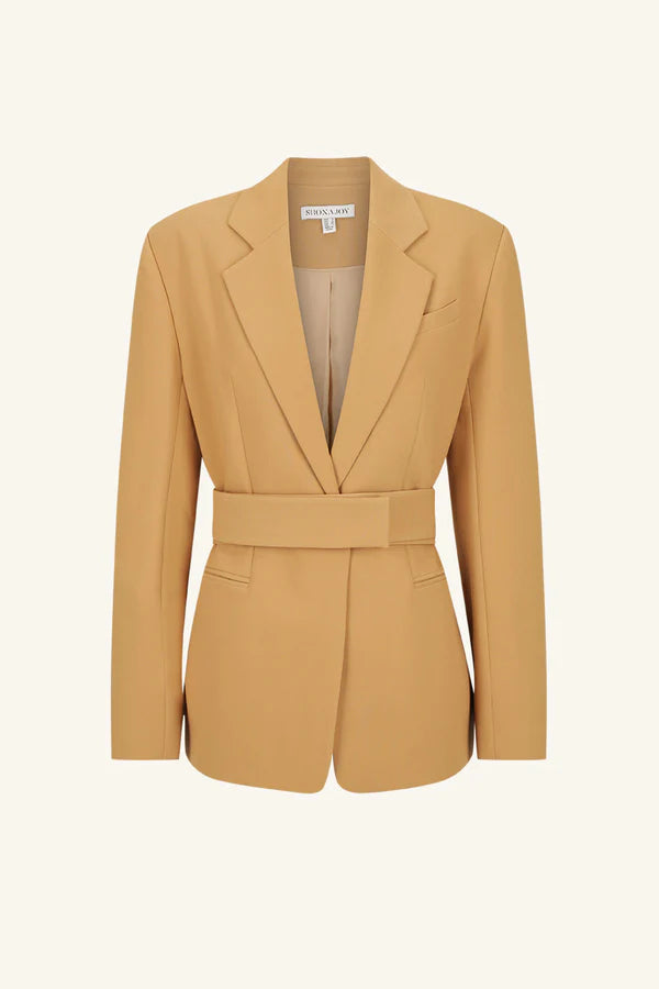 Shona Joy Irena Hourglass Single Breasted Blazer with Belt (Wheat)