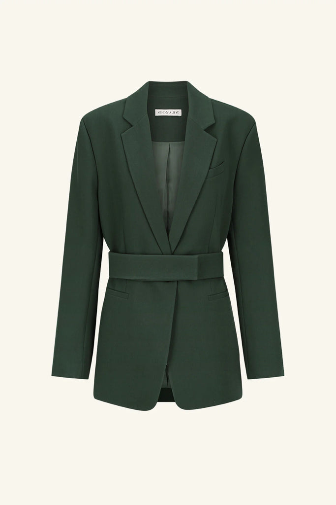 Shona Joy Irena Oversized Tailored Blazer with Belt (Deep Forest)