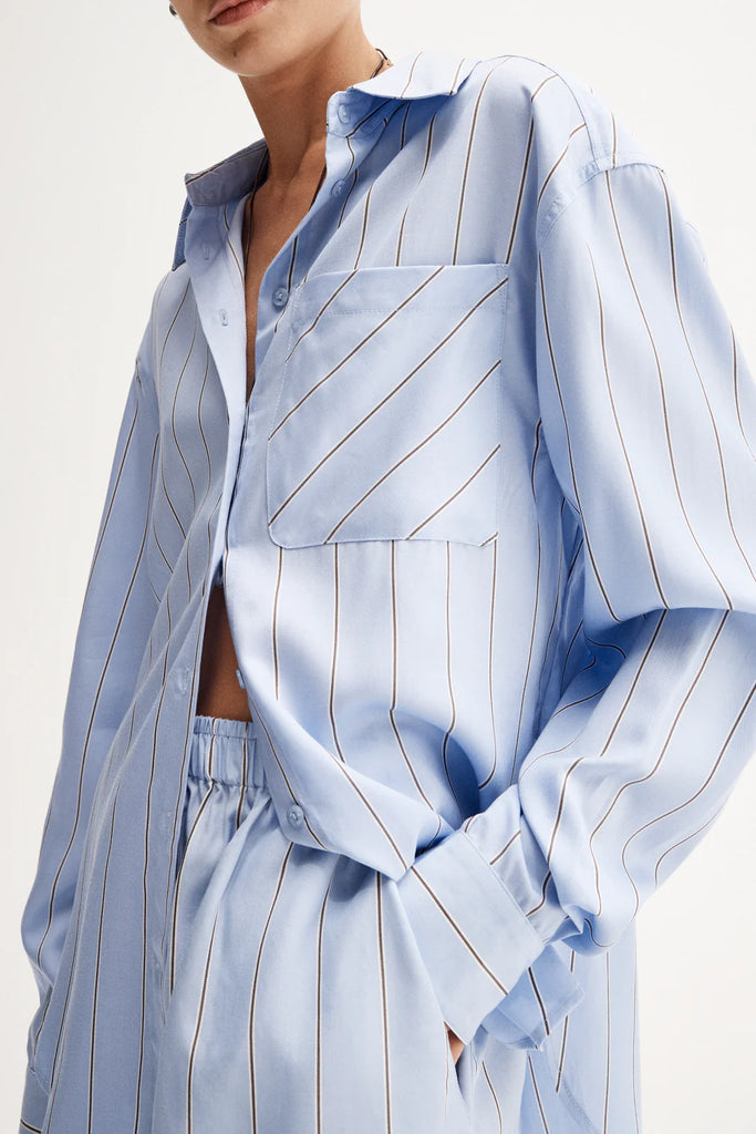 Elka Henry Stripe Shirt (Blue Stripe)