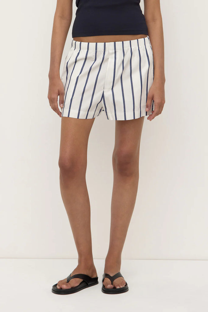 Nara Stripe Short (White/True Navy)