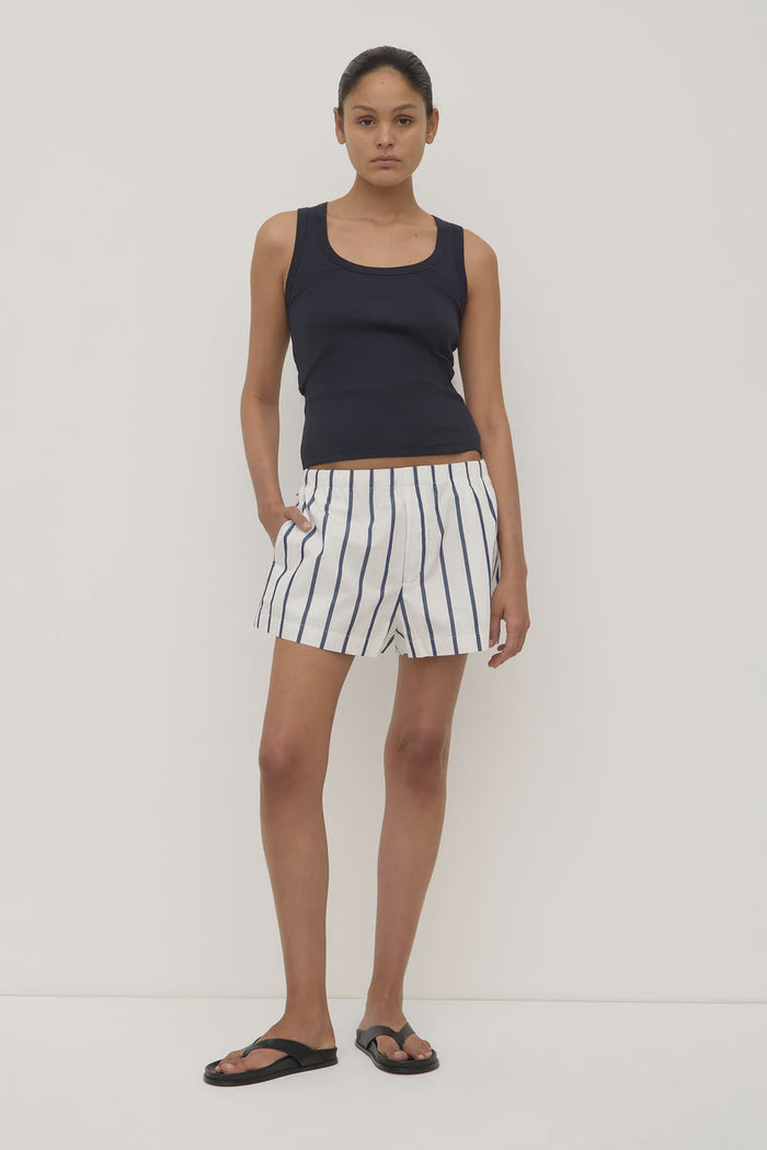 Nara Stripe Short (White/True Navy)