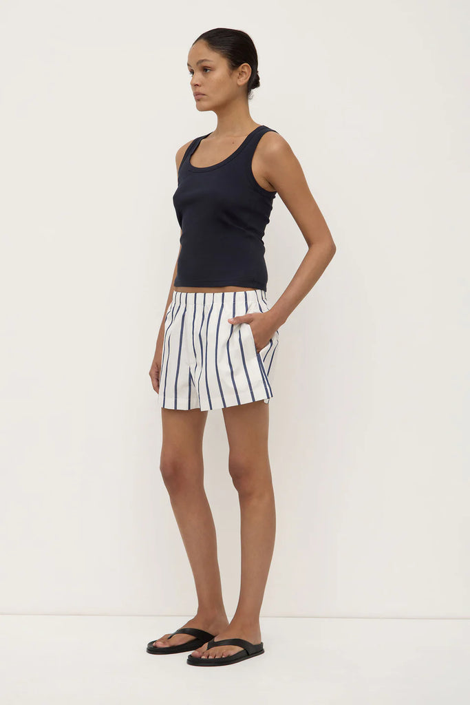Nara Stripe Short (White/True Navy)