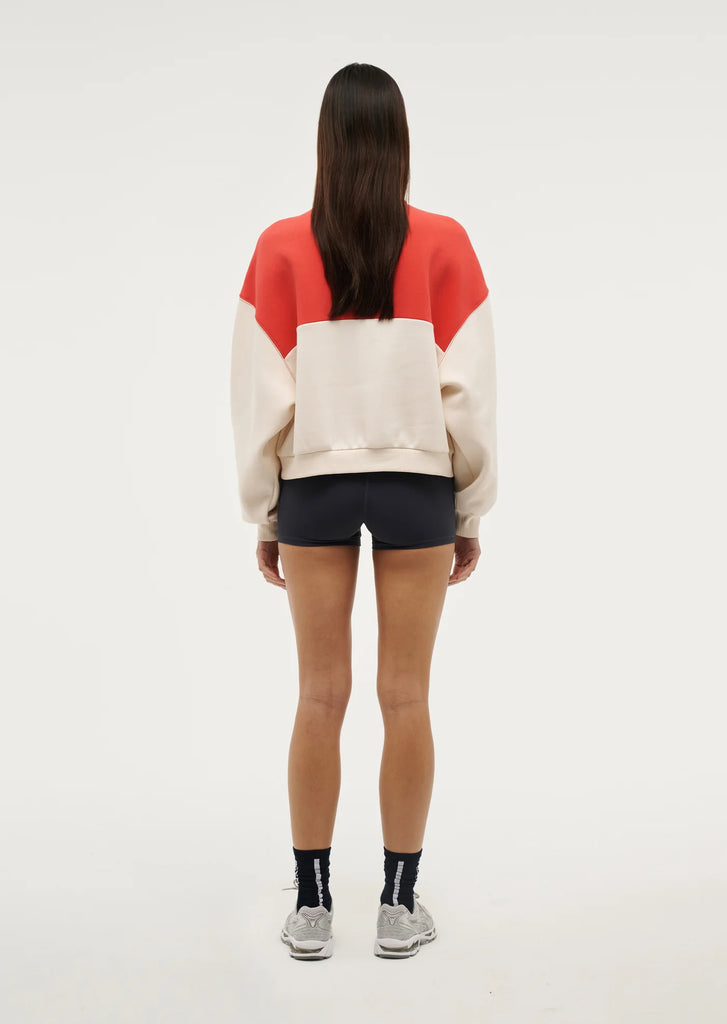 PE Nation Centre Field Sweater (Whisper White/Poppy Red)